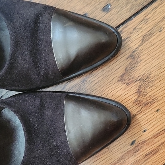 VINTAGE JOAN HEPBURN PUMPS METALLIC BROWN LEATHER / SUEDE ITALY SIZE 8.5 M - Picture 12 of 14